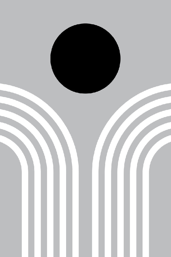 Circle Shape Line Art B&W Abstract Design Print 100% Australian Made