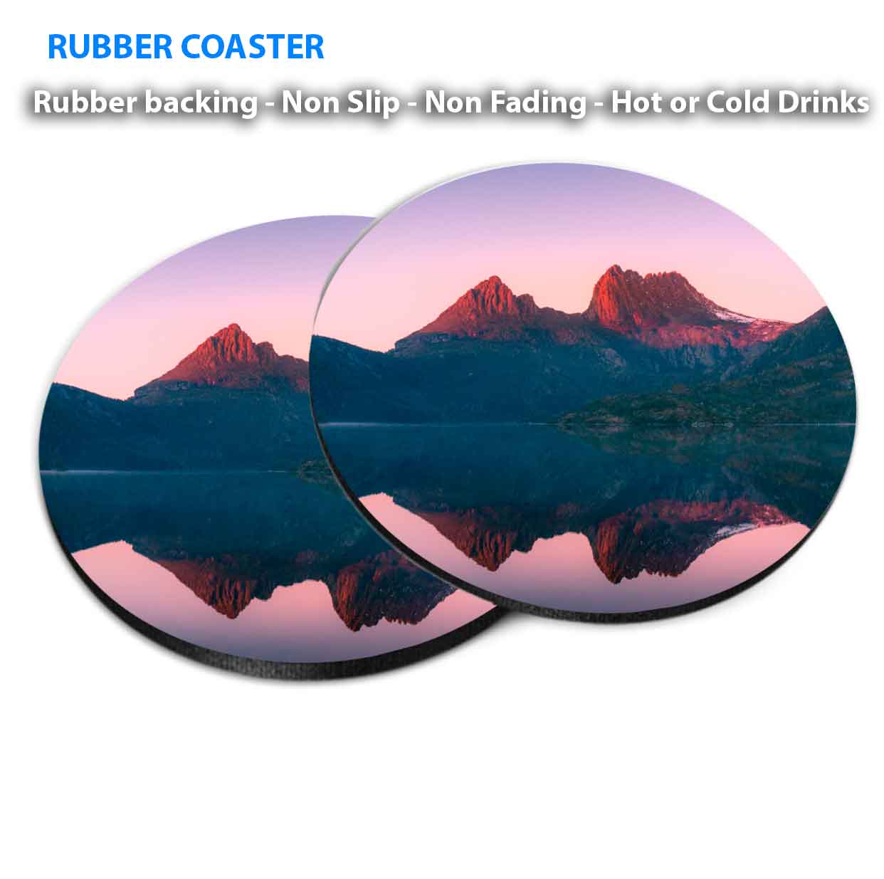 Cradle Mountain & Lake in Australia Coasters Wood & Rubber - Set of 6 Coasters