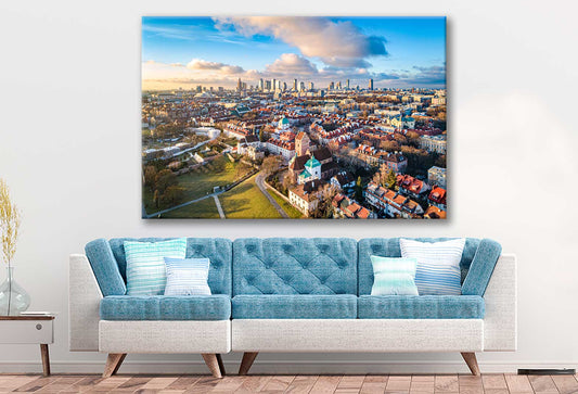 Bella Home Warszawa City View From Drone City Print Canvas Ready to hang