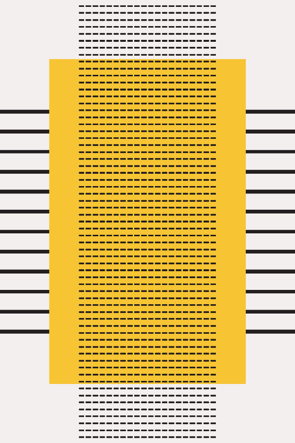 Yellow Square Line Art Abstract Design Print 100% Australian Made