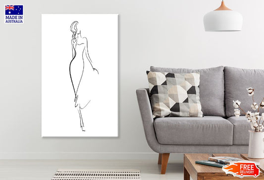 Walking Girl B&W Line Art Design Print 100% Australian Made
