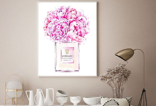 Versace Pink Perfume Bottle Watercolor Painting Home Decor Premium Quality Poster Print Choose Your Sizes