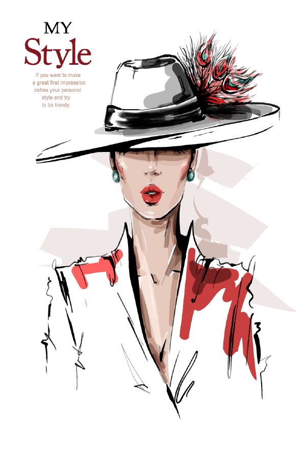 Fashion Stylish Girl with Hat Illustration Print 100% Australian Made