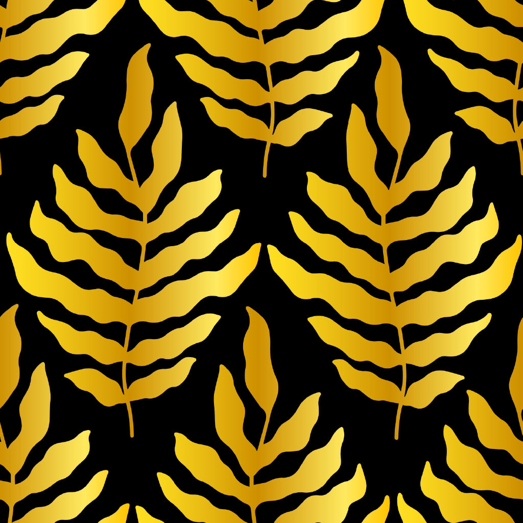 Square Canvas Tropical Gold Leaves Vector Art High Quality Print 100% Australian Made