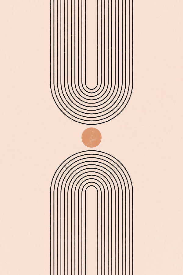 Small Orange Circle Line Art Abstract Design Print 100% Australian Made