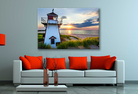 Bella Home Sunset At Covehead Harbour Lighthouse Print Canvas Ready to hang