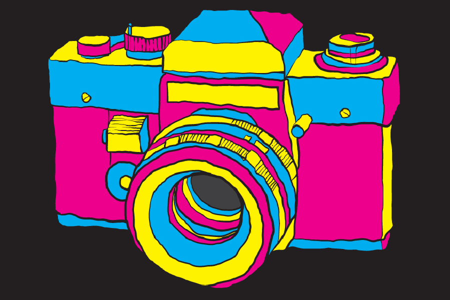 Colorful Vintage Camera Illustration Print 100% Australian Made