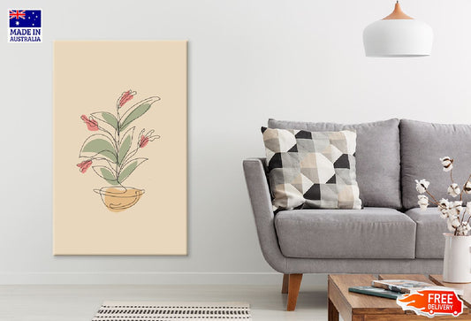 Red Flower Plant Line Art Design Print 100% Australian Made