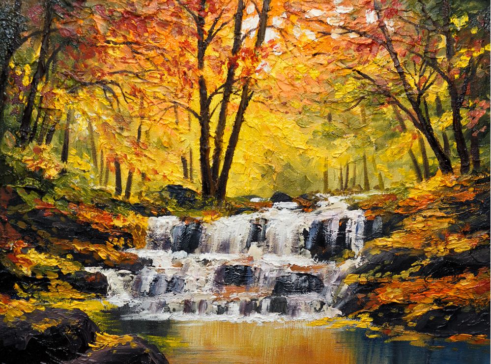 Colorful Waterfall Oil Painting Home Decor Premium Quality Poster Print Choose Your Sizes