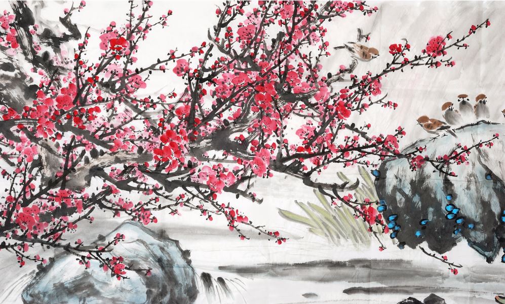 Red Flower Tree Painting Print 100% Australian Made