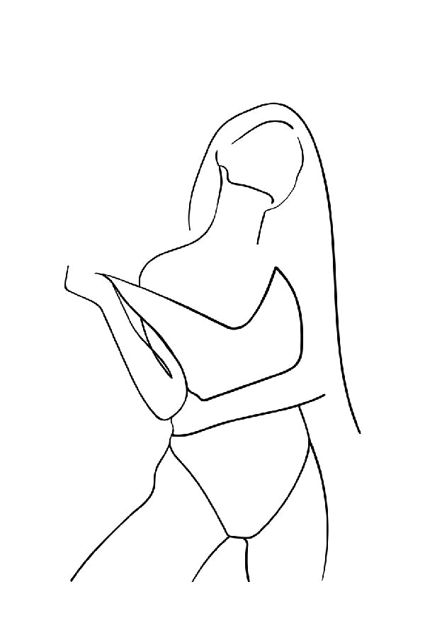 Fashion Girl B&W Line Art Design Print 100% Australian Made