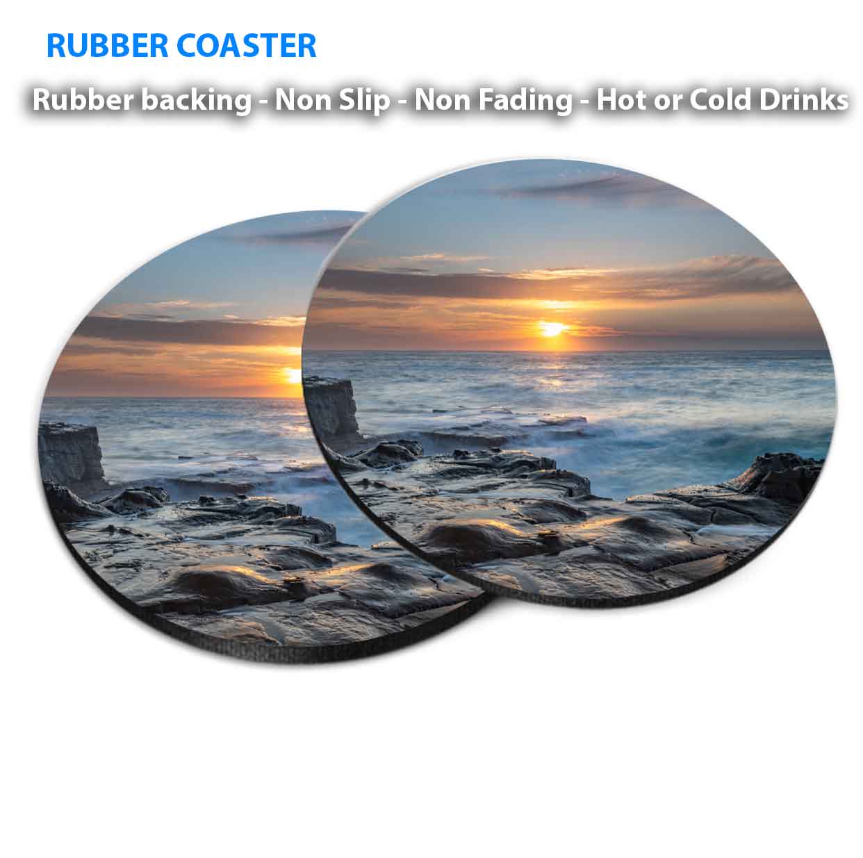 North Avoca Beach Sunrise Australia Coasters Wood & Rubber - Set of 6 Coasters