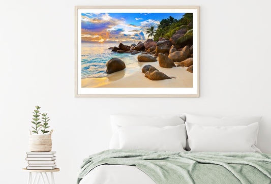 Rocks on Sea Sunset Photograph Home Decor Premium Quality Poster Print Choose Your Sizes