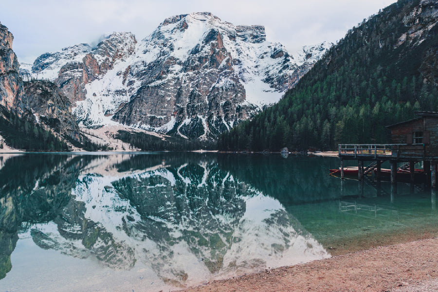 Bella Home Alpine Lake Lago Di Braies Italy Print Canvas Ready to hang
