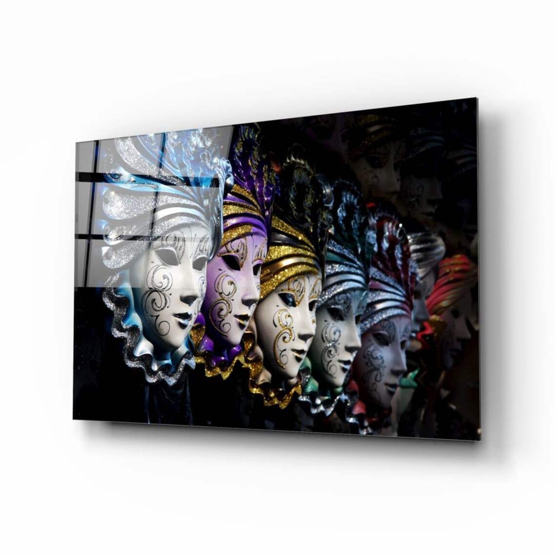 Facemasks Abstract Print Tempered Glass Wall Art 100% Made in Australia Ready to Hang