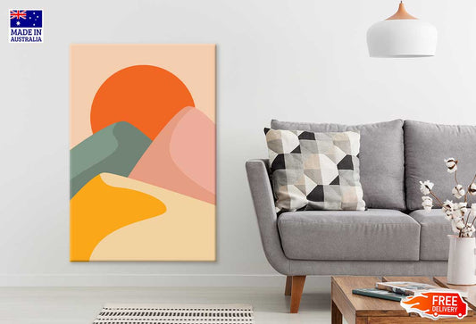 Colorful Mountain & Sun Vector Design Print 100% Australian Made