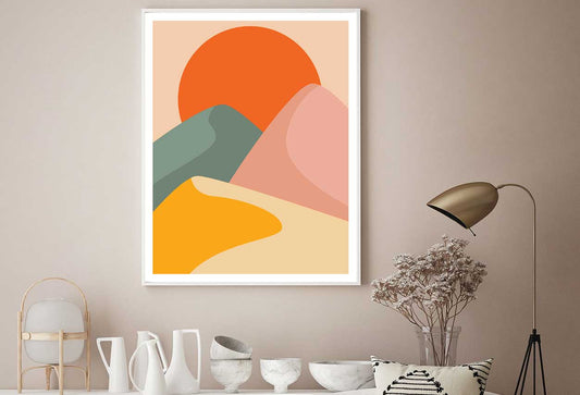 Colorful Mountain & Sun Vector Design Home Decor Premium Quality Poster Print Choose Your Sizes