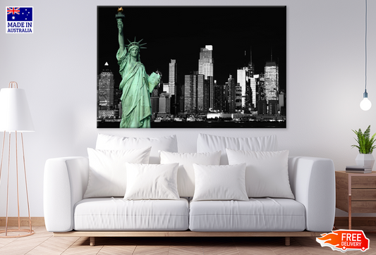 Liberty Island In New York City B&W Photograph Print 100% Australian Made