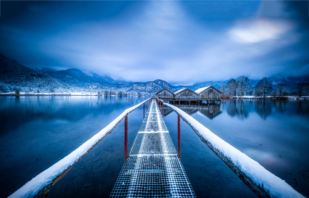 Pier Over Frozen Lake Photograph Home Decor Premium Quality Poster Print Choose Your Sizes