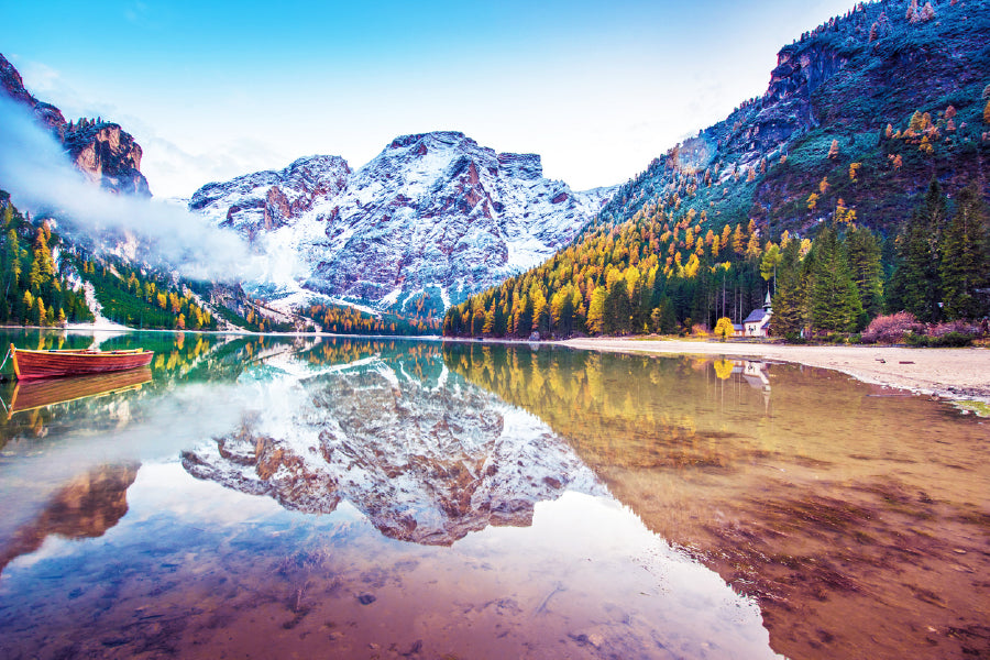 Bella Home Braies Natural Park In Dolomites Italy Print Canvas Ready to hang