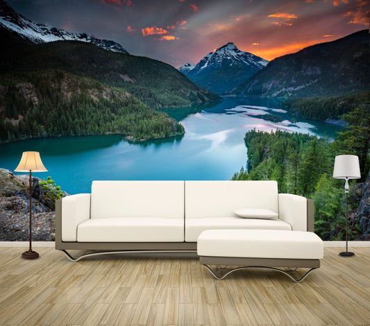 Wallpaper Murals Peel and Stick Removable Beautiful Lake near North Cascade National Park High Quality
