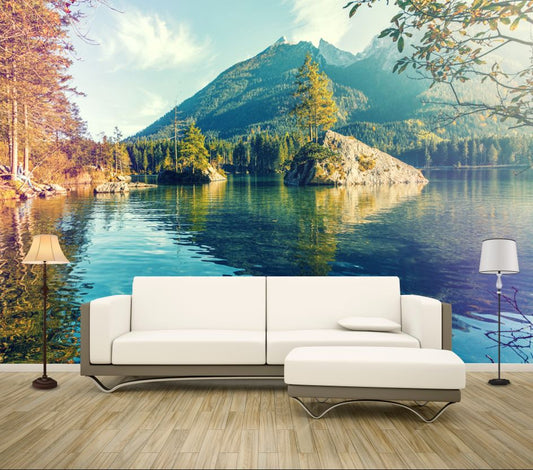 Wallpaper Murals Peel and Stick Removable Stunning Lake & Forest Stunning View High Quality