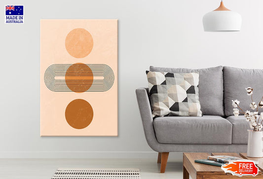 Orange and Brown Circles Black Line Art Print 100% Australian Made