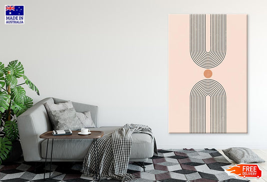 Orange Circle & Black Lines Design Print 100% Australian Made