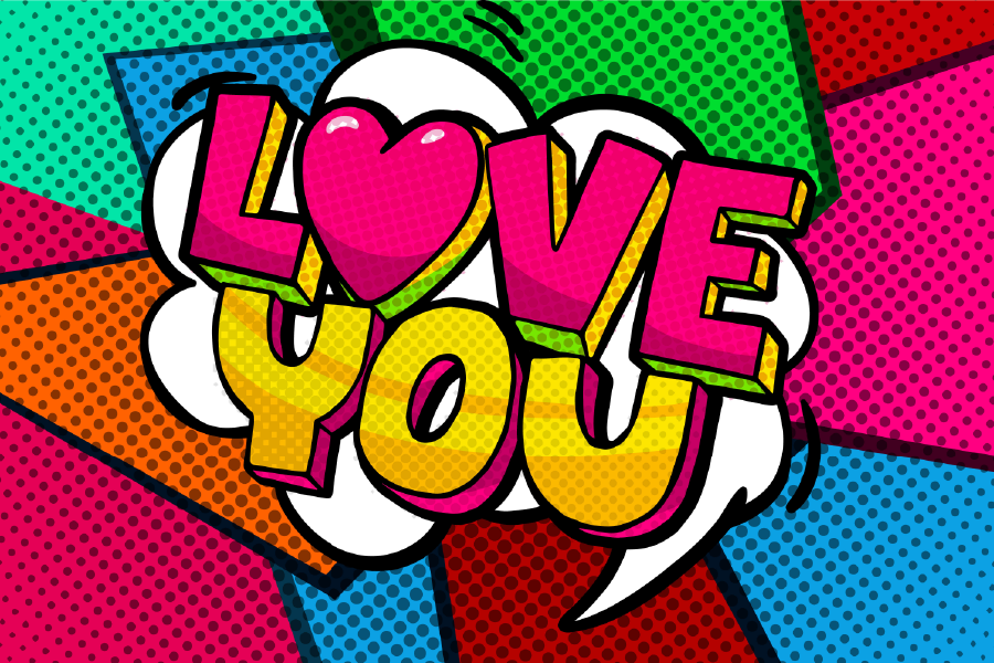 Love You Quote Colorful Design Print 100% Australian Made