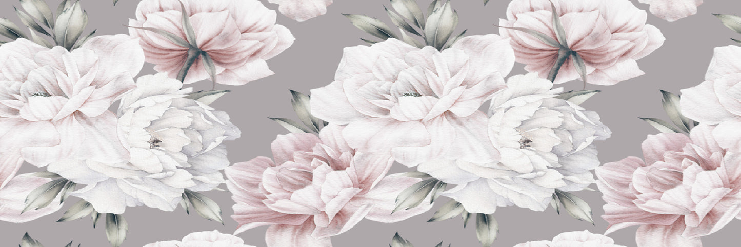 Panoramic Canvas White & Pink Flowers Watercolor Painting High Quality 100% Australian Made Wall Canvas Print Ready to Hang