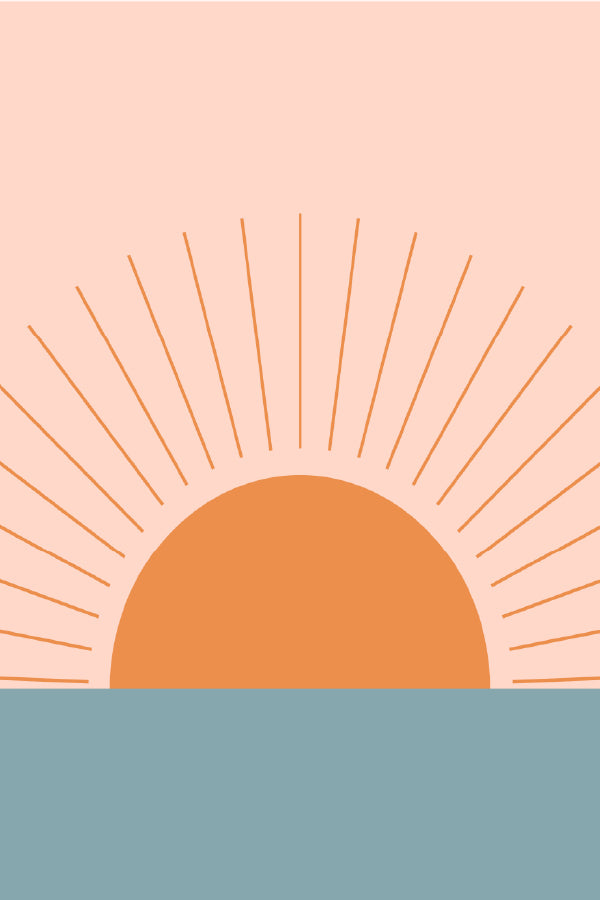 Orange Sun over Gray Sea Vector Design Home Decor Premium Quality Poster Print Choose Your Sizes