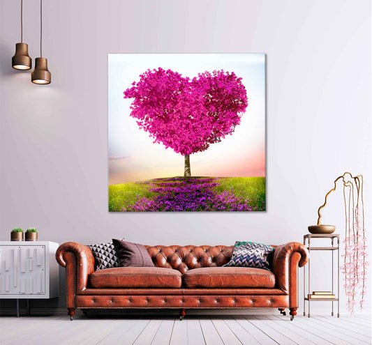 Square Canvas Red Heart Shape Tree of Love High Quality Print 100% Australian Made