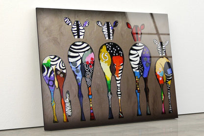 Colorful Zebras Vector Acrylic Glass Print Tempered Glass Wall Art 100% Made in Australia Ready to Hang