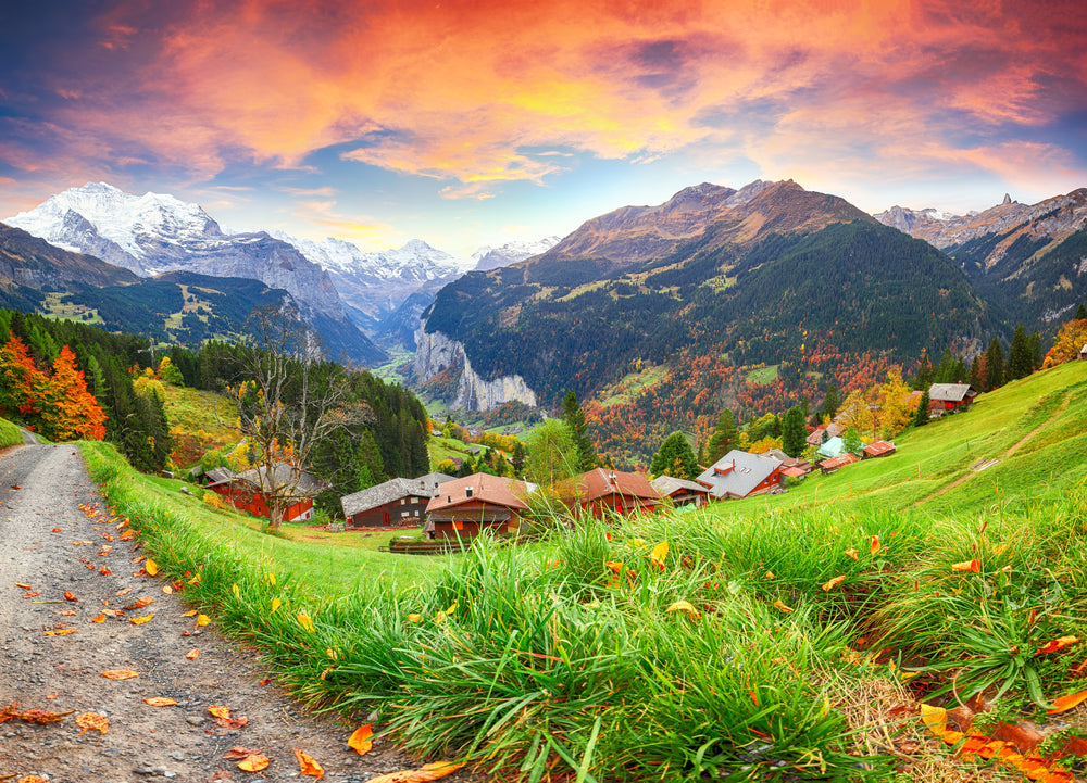 Houses & Mountain View Scenery Photograph Print 100% Australian Made