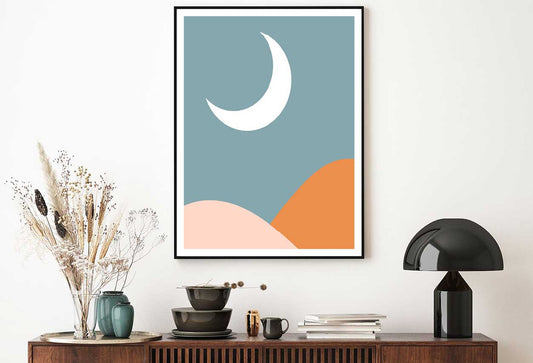 Moon over Mountain Vector Art Home Decor Premium Quality Poster Print Choose Your Sizes