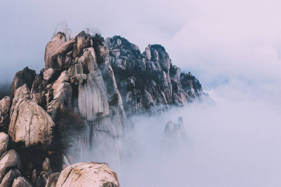 Foggy on Top of Mountain Scenery Photograph Home Decor Premium Quality Poster Print Choose Your Sizes