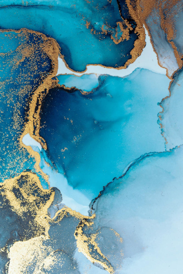 Blue & Gold Splash Abstract Design Home Decor Premium Quality Poster Print Choose Your Sizes