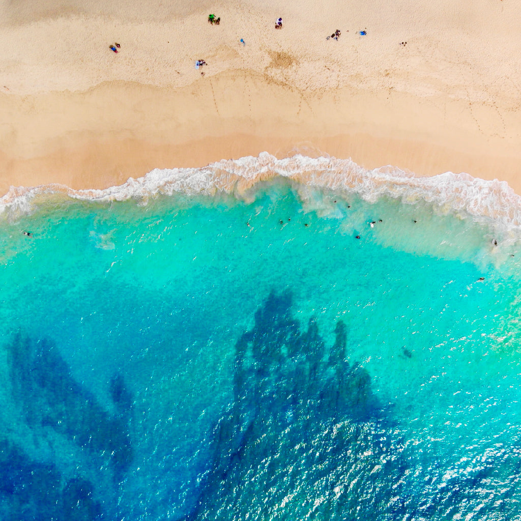 Square Canvas Sea Waves & Seashore Aerial View High Quality Print 100% Australian Made