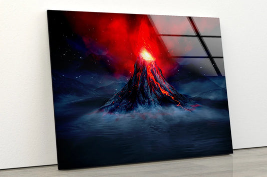 Volcano Night View Photograph Acrylic Glass Print Tempered Glass Wall Art 100% Made in Australia Ready to Hang