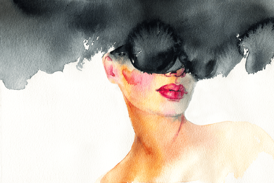 Woman with Stylish Sunglasses Abstract Watercolor Painting Print 100% Australian Made