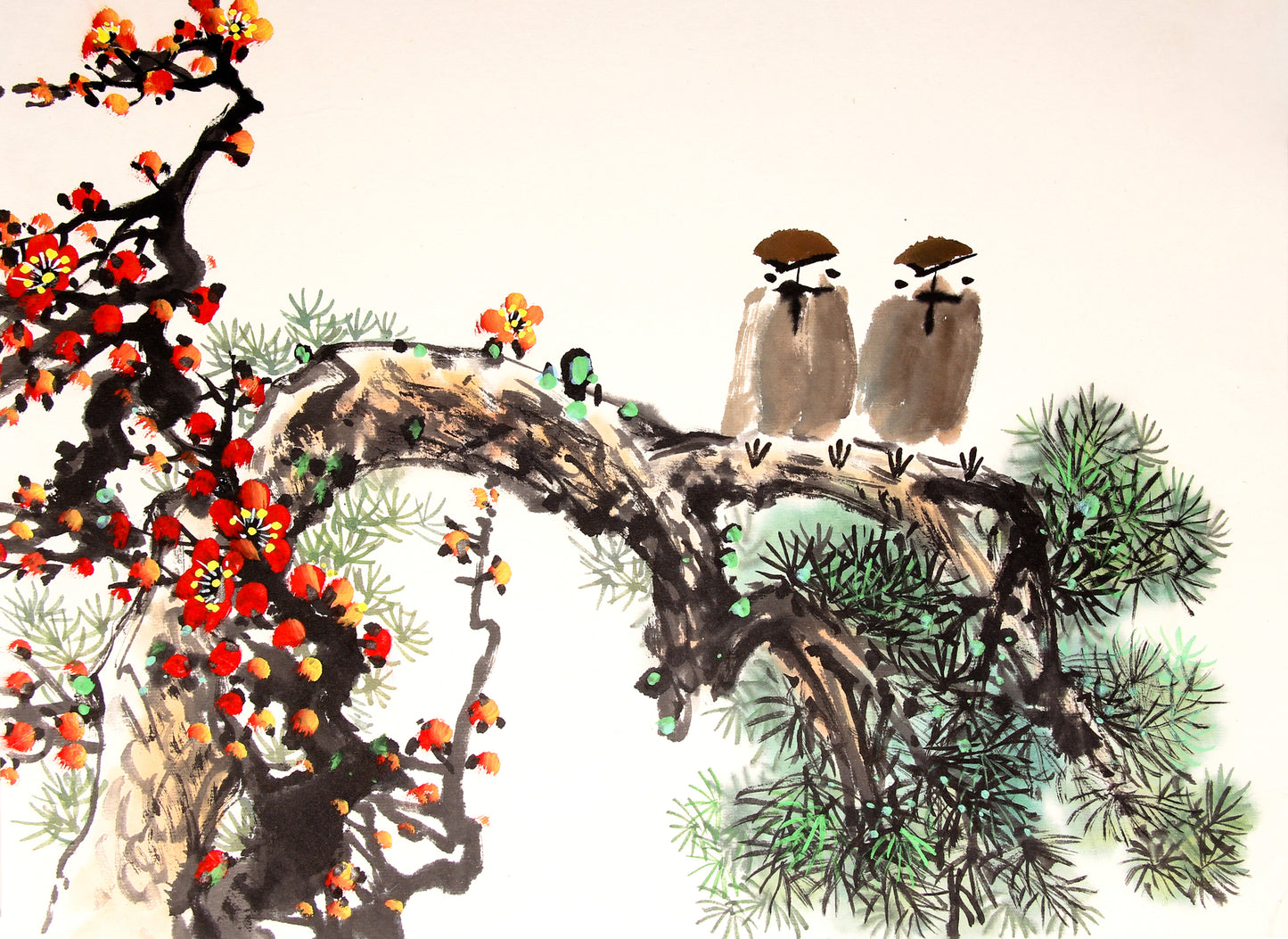 Birds on Flower Tree Branch Print 100% Australian Made