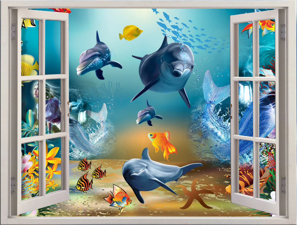 Underwater Fish Window View Photograph Home Decor Premium Quality Poster Print Choose Your Sizes