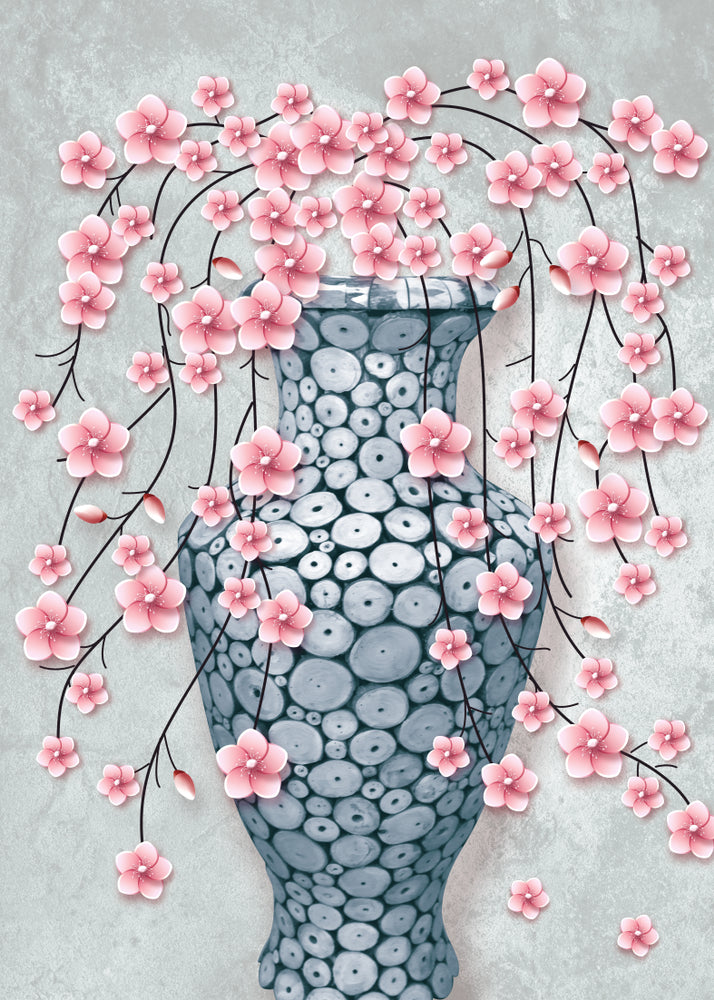 Pink & Blue 3D Floral Vase Design Home Decor Premium Quality Poster Print Choose Your Sizes