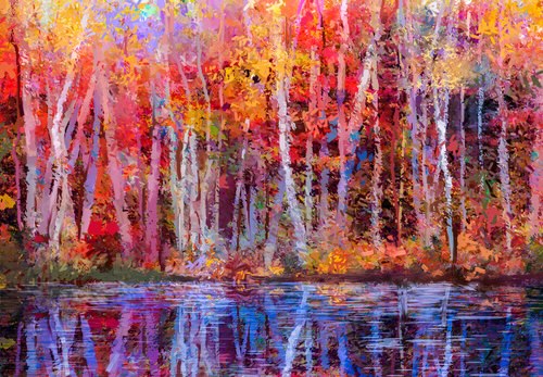 Colorful Forest Watercolor Painting Home Decor Premium Quality Poster Print Choose Your Sizes