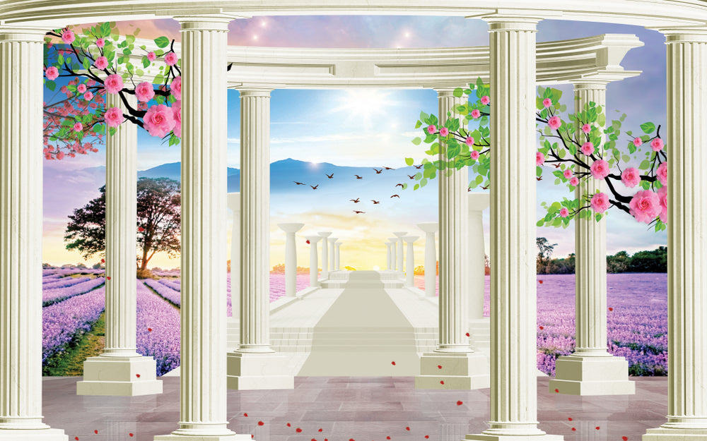 Flowers & Columns Digital Design Home Decor Premium Quality Poster Print Choose Your Sizes