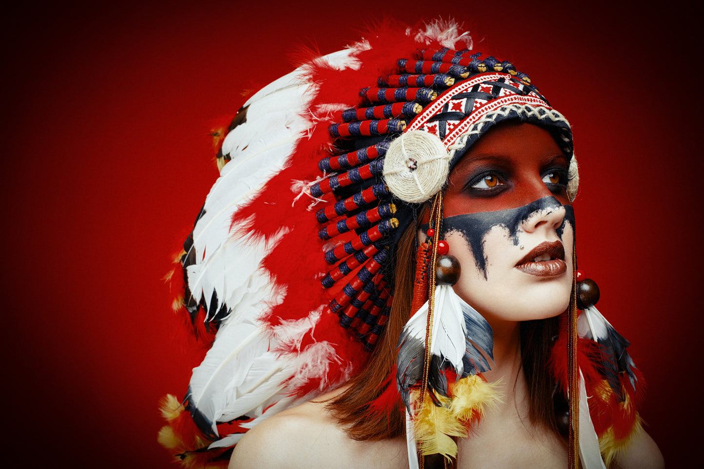 Girl With Feather Headdress Portrait Photograph Home Decor Premium Quality Poster Print Choose Your Sizes