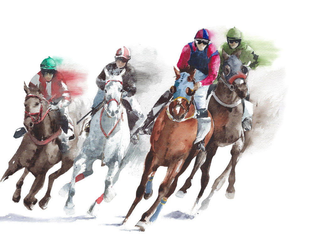 Horse Racing Watercolor Painting Print 100% Australian Made