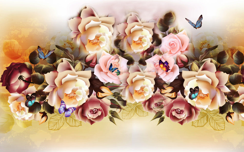 Flowers & Butterflies 3D Design Home Decor Premium Quality Poster Print Choose Your Sizes
