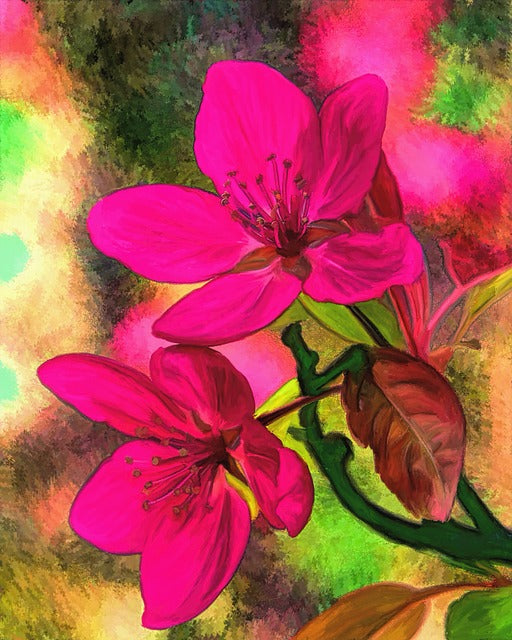 Pink Flowers Watercolor Painting Print 100% Australian Made