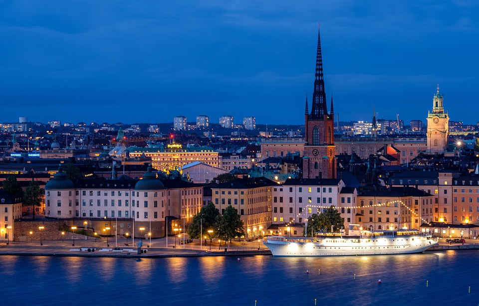 Stockholm City Center Night View Scenery Photograph Print 100% Australian Made